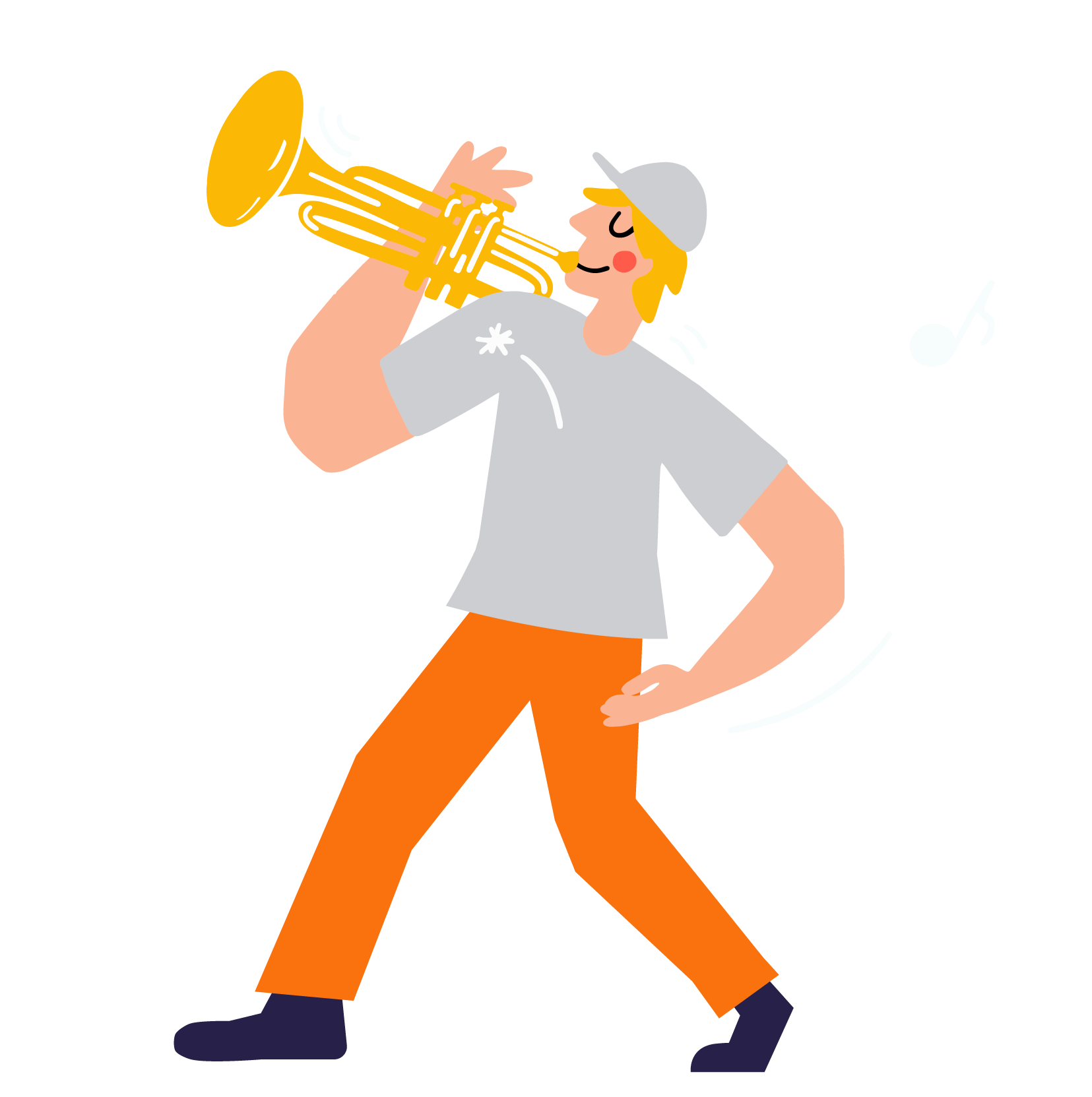 trompette casquette grise Illustration d'un trompettiste